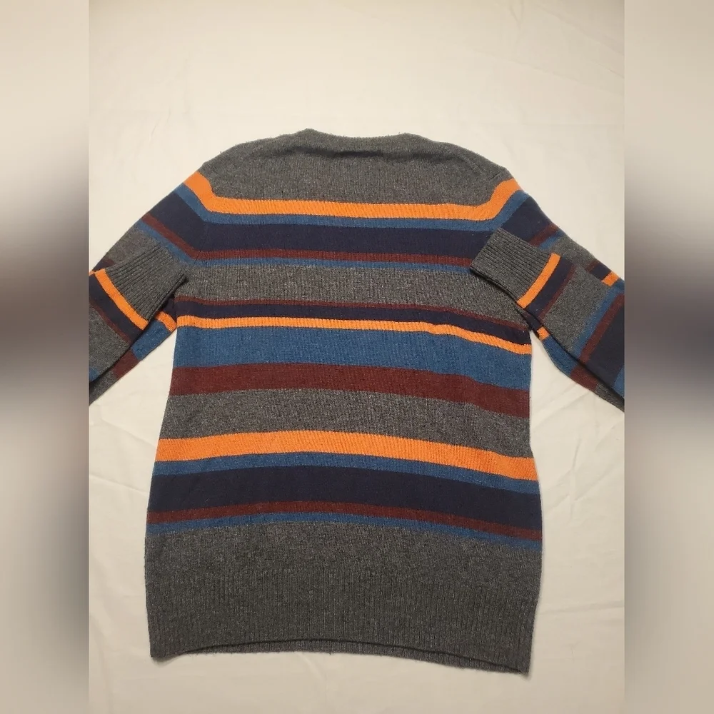 American Eagle Mens Wool Blend Sweater Color Block Striped Hudson Bay Size L Vtg